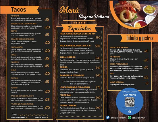 El Vegano Urbano Guadalajara menu